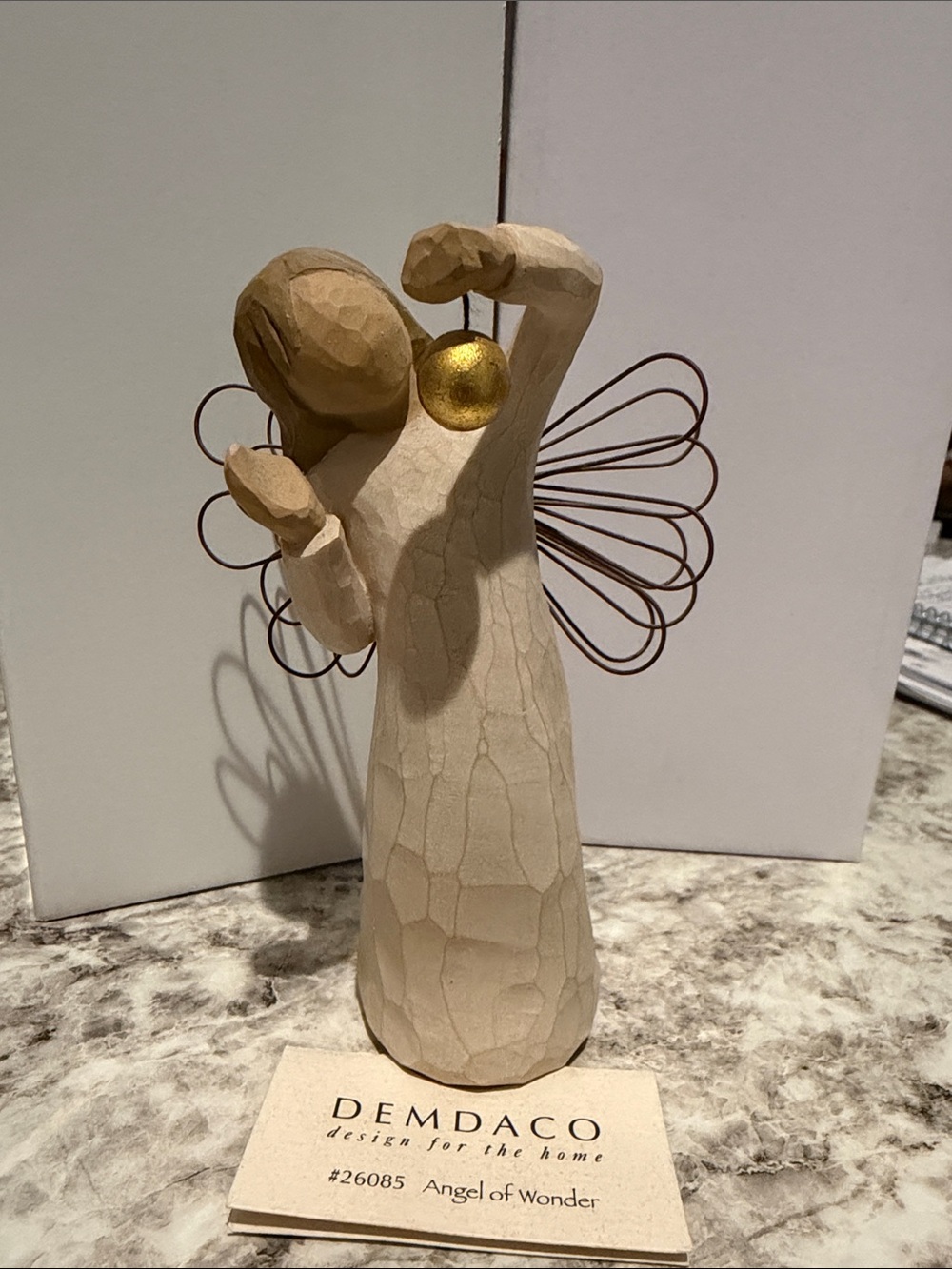 Willow Tree Natural Wood Angel with Gold Accent